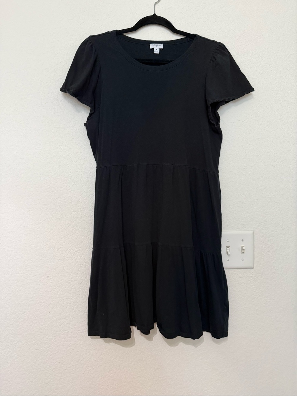 J. Crew Black Tiered Short-Sleeve Dress